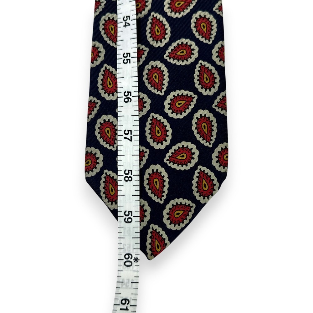 VTG Robert Talbott Mens Silk Tie 60 x 3.5 Paisley Studio Claymore Shop Navy Red - Picture 7 of 7